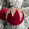 Suprimentos de Decoração de Natal Veludo Plástico Pintado Flocado Conjunto de Bolas de Natal para Casa Árvore de Natal Bolas para Pendurar no Teto