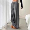 Ropa de Mujer Europea y Americana en Stock Transfronteriza Amazon Aliexpress Pantalones Largos Sueltos Tejidos Cepillados con Cintura con Cordón Pantalones Casuales