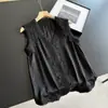 2026 Nuevo Top Corto Elegante de Color Sólido con Textura Arrugada, Cárdigan Casual sin Mangas para Mujer, Venta al por Mayor H19EMJ1136