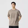 2026 Novo Estilo Camiseta de Algodão Bambu Estampada em Relevo de Manga Curta para Homens Verão 230g Peso Pesado Retro Gola Redonda Manga Meia Manga
