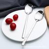 Venta al por mayor del fabricante de vajilla de acero inoxidable, Cuchara lisa estilo coreano con diseño de borde creativo, Pequeños regalos, Cuchara para sopa, Logo láser