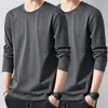 Camiseta de manga comprida de outono, estampa, plus size, para adolescentes, gola redonda masculina, simples e com caimento solto, top da moda