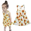 Vestido de Verano sin Mangas con Espalda Descubierta Estampado Floral Europeo y Americano para Niñas Niños Falda para Niños ins