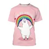 Camiseta 3D de Alpaca de Dibujos Animados para Hombre Animal Lindo Ropa Urbana Harajuku Camiseta de Manga Corta Top Camiseta