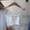 Renda francesa wrap interno peito outer wear camisola curta feminina top respirável com bojo tomara que caia atacado