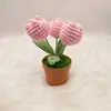 Flores Artificiais de Lã Tricotadas à Mão Cruzadas Produto Acabado Tulipa Planta em Vaso Decoração de Mesa Ornamentos Presente