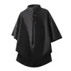 Nueva Camiseta de Manga Corta para Hombre Estilo Chino con Cuello Medio Alto y Diseño Único, Hombros Acolchados de Verano, Manga Corta con Botones Irregulares de Alta Resistencia