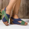 Sandalias de Playa de Suela Gruesa con Bloques de Color de Comercio Exterior Europeo y Americano Verano 2026 Talla Grande Sandalias de Plataforma con Tira Cruzada de Velcro para Mujer Wish