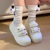 Zapatillas de Mujer 2026 Primavera Nuevos Zapatos Versátiles Zapatos Blancos de Suela Gruesa con Correas de Velcro Mocasines Deportivos Casuales