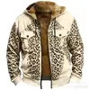 Sudadera con capucha de impresión 3D y digital con elementos multicolores transfronterizos, forro marrón, chaqueta de algodón