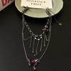 Collar con borlas de cuero con forma de mariposa y aceite de especias dulces y geniales de Y2K para mujer, gargantilla de gran sentido, pendientes, collar de moda al por mayor