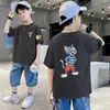 Camiseta de Algodão Puro de Manga Curta para Crianças no Verão Top de Bebê Meninos Casual Desenho Animado Estiloso Camiseta Fina de Primavera e Verão