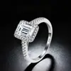 Anillo Cuadrado de Plata de Ley 925 para Mujer de 2 Quilates con Piedra Moissanita de Corte Rectangular Irregular de Cuatro Garras, Estilo Europeo y Americano, Transfronterizo
