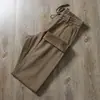 Pantalones Otoño e Invierno Textura de Sarga Cómodos Versátiles de Negocios Rectos Holgados Caqui Pantalones Casuales para Hombre