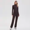 Conjunto de Roupa de Yoga Estilo Europeu e Americano para Mulheres, Calça de Yoga para Corrida e Ciclismo Primavera e Outono, Jaqueta Esportiva de Manga Longa Slim-Fit, Roupa Fitness