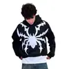 Sudadera con capucha y estampado de araña de la alta calle americana, sudadera holgada personalizada de moda para hombres y mujeres, al por mayor