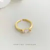Versão Aprimorada com Zircônia Micro-Pavimentada Banhada a Ouro Real 18K Abertura Espessada Anel Marquise Ajustável Anel para Dedo Indicador Anel de Fábrica