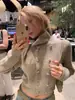 Cardigan de Punto con Solapa Gris Cálido del Puerto de Nueva York para Mujer Otoño Temprano 2025 Nuevo Top Corto Ajustado