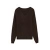 Nanyou Elegante Venta al por Mayor Otoño e Invierno Elegante Borgoña Cuello en V Manga Larga Lana Cachemira Cepillada Suéter de Punto