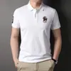 Camisa Polo de Algodón Puro Estilo Nuevo Verano 2025 Casual de Negocios Manga Corta para Hombre Color Sólido Bordada Camiseta de Solapa para Hombre