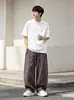 Pantalones casuales holgados con cordón y botones decorativos, efecto lavado, nuevo estilo de otoño, pantalones rectos sueltos, modernos