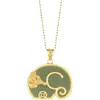 Colgante de jade de Hotan bañado en oro artículo estilo palacio moda retro moda estilo chino lujo cadena para clavícula de dama