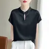 Nuevo Estilo Chino Primavera/Verano 2026 Nuevo Estilo Nacional para Mujer Camiseta Top de Manga Corta con Botones Textura de Satén Sedoso
