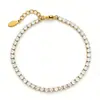 Pulseira de aço titânio com zircônia de fileira única totalmente cravejada, estilo ins, cor fresca, exportável, pulseira de aço inoxidável para mulheres