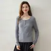 Suéter Básico de Punto Sin Costuras para Mujer, Cuello Redondo, Cremallera Media de 12 Calibres, Ajuste Delgado, Estilo Simple, Nuevo para Otoño 2026