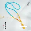 Collar de Cadena para Suéter de Oro Arena Turquesa Cinco Elementos Pequeña Barra de Oro Mismo Estilo de Puzuo Gold Shop, Elegante y de Alta Gama para Mujer