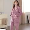 Pijama Acolchoado Feminino Inverno Três Camadas Espessado Fleece de Coral Outono e Inverno Jaqueta Acolchoada de Algodão para Usar por Cima roupa de casa com forro de fleece Terno Quente