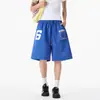 Shorts Azuis com Letras Estilo High Street Americano para Homens e Mulheres, Novos Shorts de Basquete de Verão Largos de Perna Reta, Calças Esportivas Plus Size