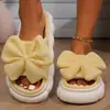 Novas Chinelos de Algodão com Solado Grosso de Linho Femininos para Outono, para Casa, com Laço, Modernos, Versáteis, Simples e Confortáveis