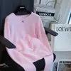 Suéter de Punto Redondo Suave Cepillado de Lana Cachemira de una Sola Pieza para Mujer, Estilo Hong Kong y Americano, Adecuado para Usar en Capas en Otoño e Invierno
