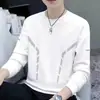 Moletom masculino com gola redonda e estampa, nova coleção primavera/outono, modelagem solta, espessado, manga longa, estilo pullover, moderno e casual, peça básica versátil, moda masculina tendência