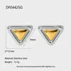 Brincos Triangulares Coloridos em Aço Inoxidável Estilo Ins Transfronteiriço, Brincos à Prova d'Água Banhados a Ouro 18K, Joias de Design Nicho para Mulheres, Em Estoque