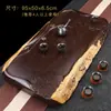 Bandeja de Chá de Ébano Feita de uma Peça Inteira de Madeira, Finamente Esculpida, Bandeja de Chá Espessa de Madeira Sólida com Drenagem, Bandeja de Chá Estilo Chinês, Suporte para Chá, Conjunto de Chá para Uso Doméstico