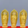 Veludo Dourado Areia Enfeites Três Santos Ocidentais Bodhisattva Guanyin Presentes de Ano Novo Decoração Criativa para Casa Artesanato de Adoração Enfeites