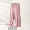 Pantalones de Algodón de Punto Nuevos para Mujer Verano Sueltos para el Hogar Casual Pierna Recta Pierna Ancha Tallas Grandes Finos