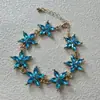 Lingge Joyería Estilo Francés de Personalidad Transfronterizo Europeo y Americano Pulsera de Flor de Cuatro Pétalos Cadena de Flor con Incrustaciones de Pedrería Lujo Ligero
