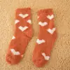 Meias de coral fleece até a panturrilha inverno atacado Femininas forradas com fleece espessadas em formato de coração não soltam fiapos meias toalha meias de chão para casa