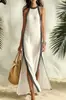 Vestido Casual de Mujer sin Mangas Estilo Europeo y Americano con Rayas, Exportación a Amazon, Vacaciones, Sitio Independiente Transfronterizo 2026, Diseño con Abertura