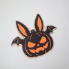 Nuevos adornos de madera para casa embrujada de Halloween transfronterizos, kit de material de madera de doble capa para bricolaje en casa, calabaza y conejo al por mayor