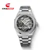 Relógio mecânico skeleton automático masculino clássico com ponteiros luminosos, mostrador octogonal, dropshipping transfronteiriço, à prova d'água, relógio de negócios
