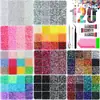 Caja de 24 compartimentos moderna y popular de diamantes de resina jelly de color AB con base plana, empaquetada para arte de uñas DIY, accesorios pequeños, venta al por mayor