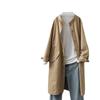Jaqueta Corta-Vento Longa para Mulheres 2025 Nova Primavera & Outono Estilo Coreano Solta Emagrecimento Look Pequena Roupa de Trabalho Casual Jaqueta Fina