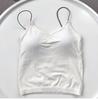 Camisola cómoda de estilo coreano para mujer, con tirantes finos, ajustada y elástica, con copas, color liso, sin tirantes