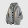 Jaqueta suéter cardigã masculina, nova marca da moda outono e inverno, solta, pesada, casual, top de tricô com capuz