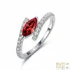 Anel de Moissanita Colorida em Prata de Lei S925 Marquise Trilho Duplo Anel de Prata S925 Nicho Alto Padrão Anel Fechado