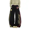 Pantalones Casuales de Pierna Curva con Estampado de Letras para Hombres y Mujeres Primavera Otoño Nuevo Estilo Sueltos BF Retro Americano Versátiles de Pierna Ancha Modernos